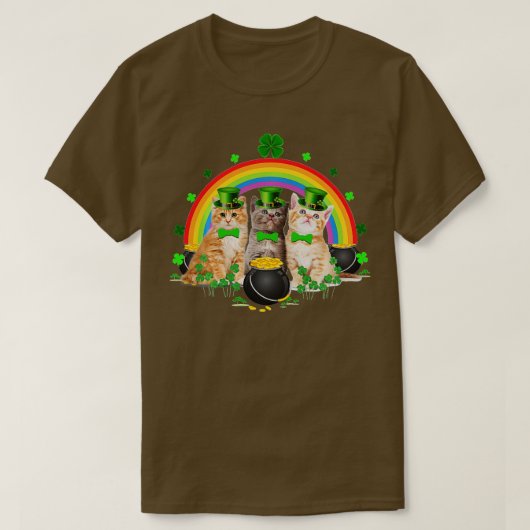 Three Cat St Patricks Day  Kitty Kitten Lover Iris T-Shirt (Design vorne)