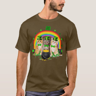 Three Cat St Patricks Day Kitty Kitten Lover Iris T-Shirt