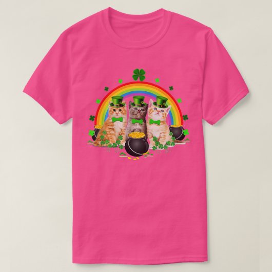 Three Cat St Patricks Day Kitty Kitten Lover Iris T-Shirt (Design vorne)
