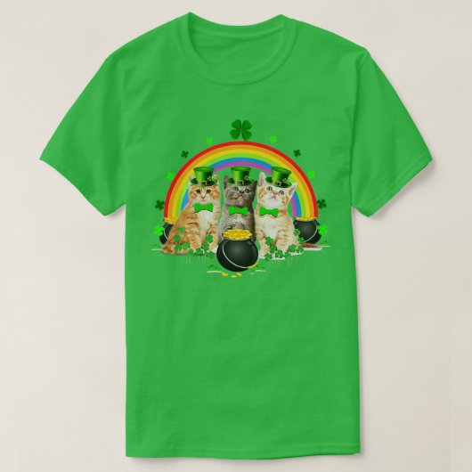 Three Cat St Patricks Day Kitty Kitten Lover Irish T-Shirt (Design vorne)