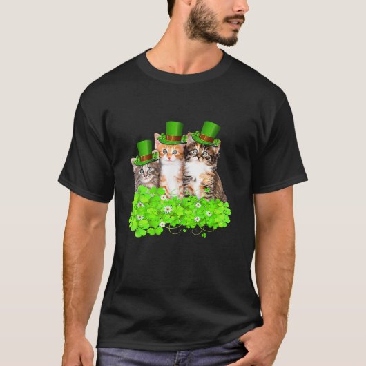 Three Cat St Patricks Day T Shirt Kitty Kitten Lov (Vorderseite)
