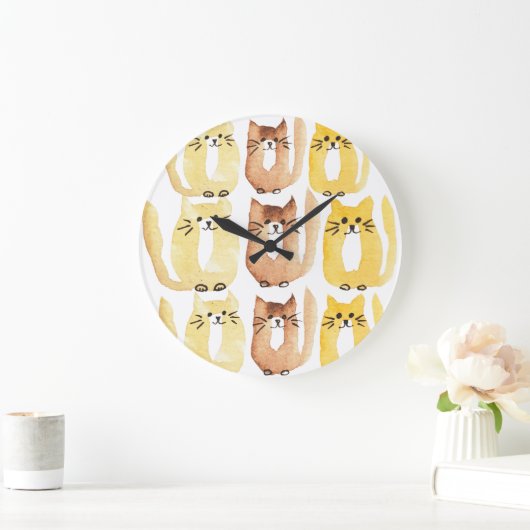 Three Cats Große Wanduhr (Zuhause)