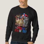 Three Cats Happy 4th Of July Cat Independence Day Sweatshirt (Vorderseite)