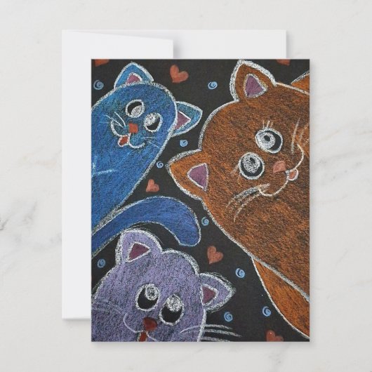 Three cats illustration mitteilungskarte (Vorderseite)