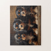 Three Cavalier King Charles Spaniel Welpen Puzzle (Vertikal)