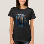 Three Chickens Moon Howling T-Shirt (Vorderseite)