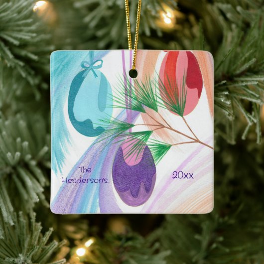 Three Christmas Balls, personalized ornaments Keramikornament (Baum)