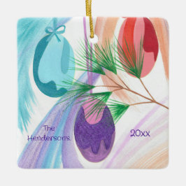 Three Christmas Balls, personalized ornaments Keramikornament