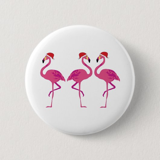 Three Christmas Flamingos Button (Vorderseite)