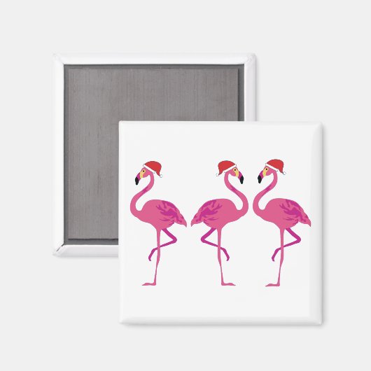 Three Christmas Flamingos Magnet (Vorderseite/Rückseite)