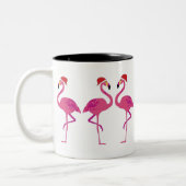 Three Christmas Flamingos Zweifarbige Tasse (Links)