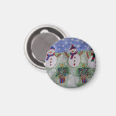 Three Christmas Snowmen Magnet (Vorderseite/Rückseite)