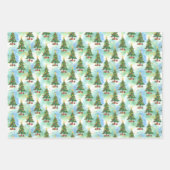 Three Christmas Trees and Gifts Patterns Geschenkpapier Set (Vorderseite)