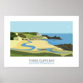 Three Cliffs Bay - Eisenbahnplakat Poster