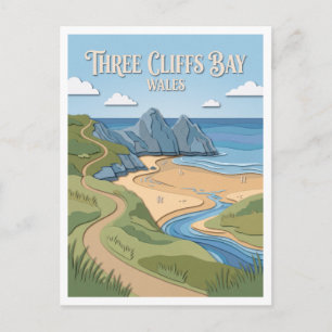 Three Cliffs Bay Southgate Wales Postkarte