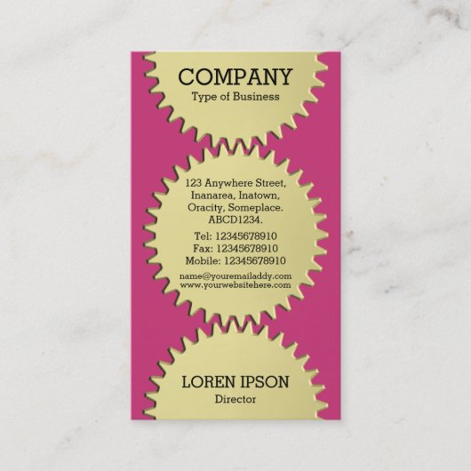 Three Cog Wheels - #C93476 Magenta Visitenkarte (Vorderseite)