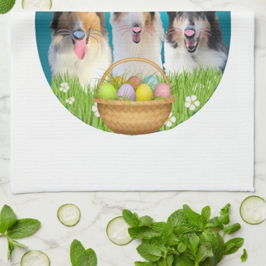 Three Collie Bunny Geschirrtuch (Gefaltet)