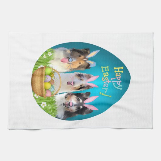 Three Collie Bunny Geschirrtuch (Horizontal)