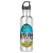Three Collie Easter Bunny  Edelstahlflasche (Vorderseite)