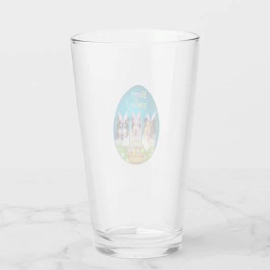 Three Collie Easter Bunny  Glas (Rückseite)