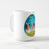 Three Collie Easter coffee mug Kaffeetasse (Vorderseite Links)