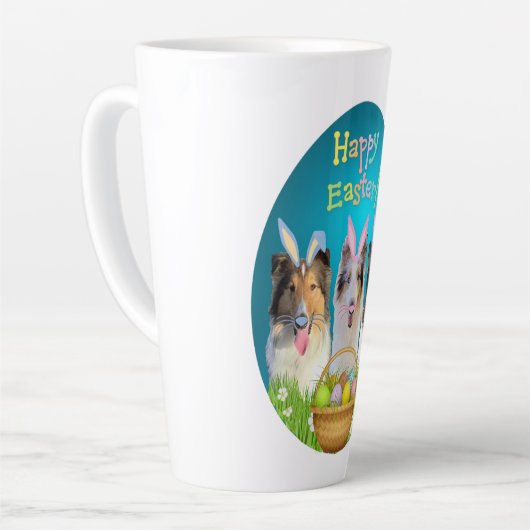 Three Collie Easter latte mug Milchtasse (Linke Ecke)