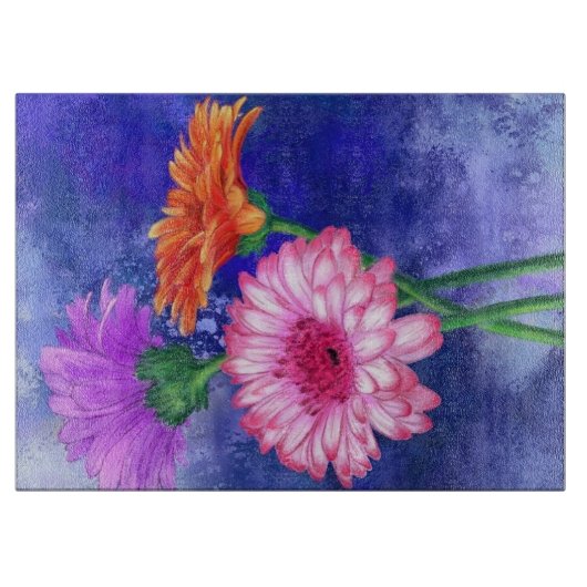 Three Color Gerberas Cutting Board Schneidebrett (Vorderseite)