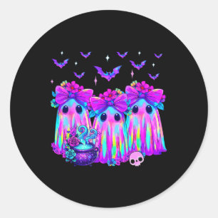 Three Colorful Boo Ghosts Bow Krawatte Floral Hall Runder Aufkleber