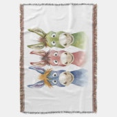 Three Colorful Cartoon Donkeys in Watercolor Style Decke (Vorderseite Vertikal)