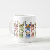Three Colorful Cartoon Donkeys in Watercolor Style Kaffeetasse (Vorderseite Links)