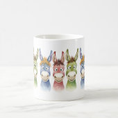 Three Colorful Cartoon Donkeys in Watercolor Style Kaffeetasse (Mittel)