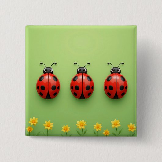Three Colorful Ladybugs Button (Vorderseite)