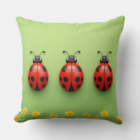 Three Colorful Ladybugs Kissen (Vorderseite)