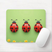 Three Colorful Ladybugs Mousepad (Mit Mouse)