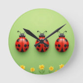 Three Colorful Ladybugs Runde Wanduhr (Vorderseite)