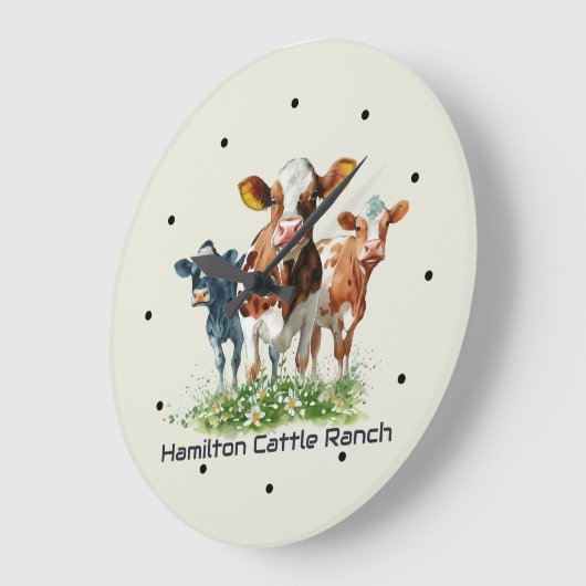Three Cows Humorous Personalized Große Wanduhr (Winkel)