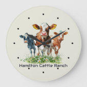 Three Cows Humorous Personalized Große Wanduhr (Vorderseite)