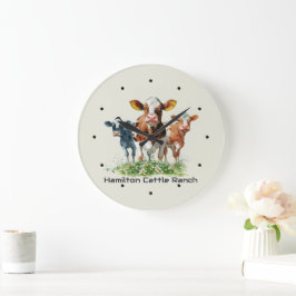 Three Cows Humorous Personalized Große Wanduhr