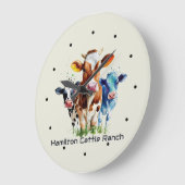 Three Cows Humorous Personalized Große Wanduhr (Winkel)