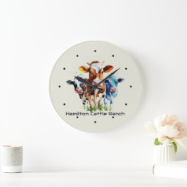 Three Cows Humorous Personalized Große Wanduhr