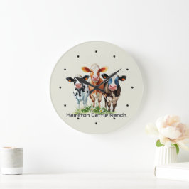 Three Cows Humorous Personalized Große Wanduhr