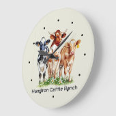 Three Cows Humorous Personalized Große Wanduhr (Winkel)