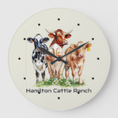 Three Cows Humorous Personalized Große Wanduhr (Vorderseite)