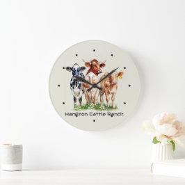 Three Cows Humorous Personalized Große Wanduhr