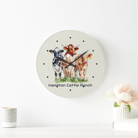 Three Cows Humorous Personalized Große Wanduhr (Zuhause)