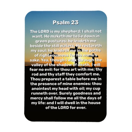 Three Crosses Psalm 23 Sunset Gebet Magnet (Vertikal)