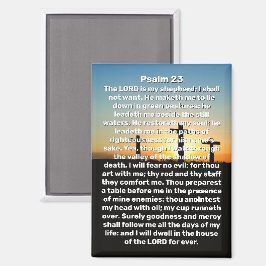 Three Crosses Psalm 23 Sunset Gebet Magnet (Vorderseite/Rückseite)