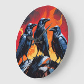 Three Crows Große Wanduhr (Winkel)