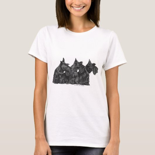 Three Curious Scottish Terriers T-Shirt (Vorderseite)