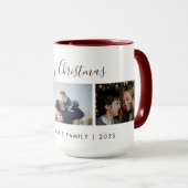 Three Custom Photo Collage & Text Merry Christmas Tasse (VorderseiteRechts)